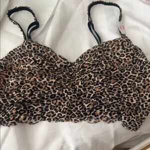 VS PINK Leopard Print Lace Bralette - Neutral Tones